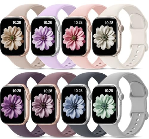 Higgs 8 Piezas Correa Compatible con Correa Apple Watch 40mm 44mm 38mm 41mm 42mm 45mm 46mm Ultra 49mm Mujer Hombre, Correas Silicona Sport para Apple Watch Se Pulsera iWatch Series 10 9 8 7 6 5 4 3 2