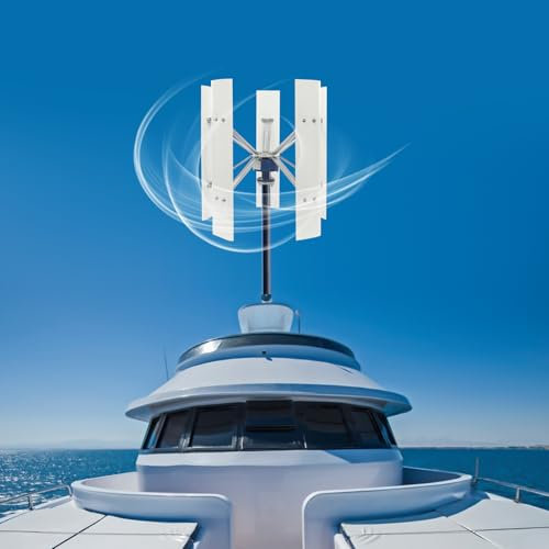 Hanmorfarbi Vertikale Windturbine,5 Blatt Windturbine,100w Windturbine,Nachhaltige Saubere Energie,Windturbine FüR Haus,Boot,Rv,StraßEnbeleuchtung (12, Volt)