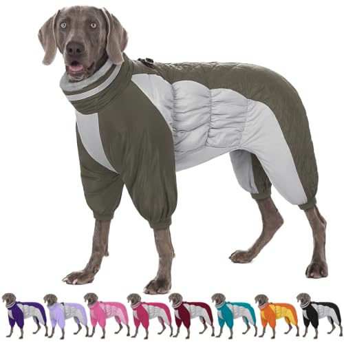 AOFITEE Hundemantel für Große Hunde Winter Hundejacke mit Beinen & Geschirr | Wasserdicht Hunde Wintermantel Gefütterter Hundeoverall, Warme Fleece Hunde Winterjacke für Dobermann, Deutsche Dogge, 3XL