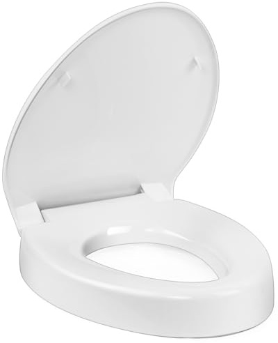 Raised Toilet Seat 3 Inch for Standard Elongated Toilets 18–19 Inch Bowl Length, Not Compatible with Round or One-Piece Toilets, Slow-Close Lid, Non-Slip Stable Design, 772 lb Capacity