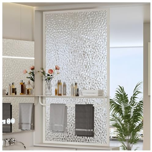 Begehbare Duschabtrennung Aus Geriffeltem Glas – Einteilige Duschwand, Leicht Zu Reinigende Glastrennwand Für Nasszellen, Wohnzimmer Und Homeoffice(White-b,60x100 cm)
