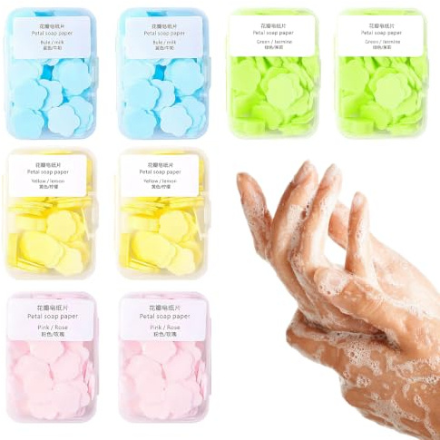 Toimveok 800 PCS Feuille De Savon Portables, Mini Feuilles De Savon en Papier Jetable, Savon Feuilles Voyage Soluble dans l'eau, pour Le Camping, La RandonnéE Et L'Utilisation en ExtéRieur