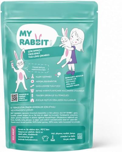 My Rabbit Sauerstoff Fleckenentferner Pulver 800 g | Aktivsauerstoff Reiniger für Wäsche und Oberflächen | Oxi Pulver Fleckenentferner | Chlorfreie Formel