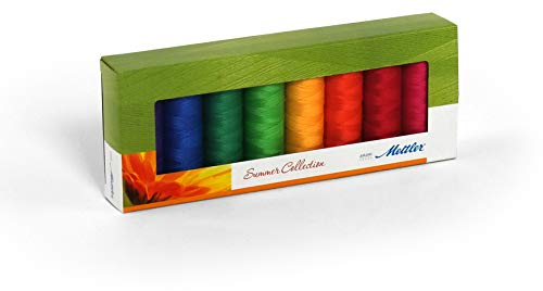 Mettler SERALON Summer-Kit 8er Nähgarnbox: Universal Garn zum Nähen oder Sticken, Nähgarn für Nähmaschine, 100% Polyester, 8 x 200 m, sommerfarben