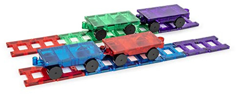 Playmags 20 Stück Train Set: Jetzt mit stärkeren Magneten, Robust, Super-Durable mit Vivid Clear-Color-Fliesen