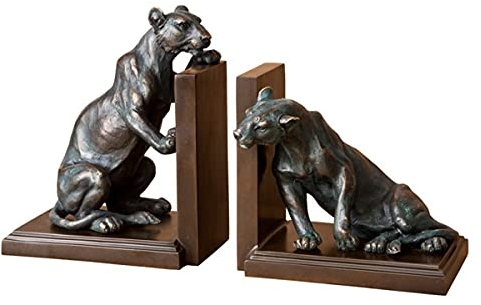 Casa Padrino Luxus Bücherstützen Set Löwen Bronze/Messing - Bücherstütze - Book End Lions Buchstütze