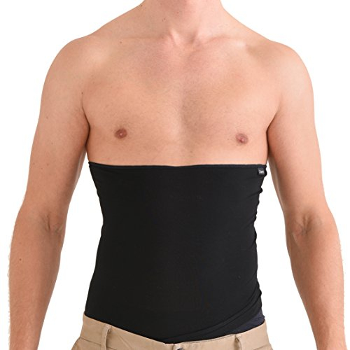 CHARM Thermal Belly Band Haramaki - Stomach Warmer for Men & Women Elastic Band Core Maternal Belt Period Pain Kidney Black