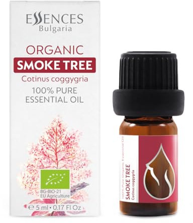 Essences Bulgaria Olio Essenziale di Albero del Fumo Biologico 5ml | Cotinus coggygria | 100% Puro e Naturale | Non Diluito | Grado Terapeutico | Fattoria a Conduzione Familiare | Distillato a Vapore