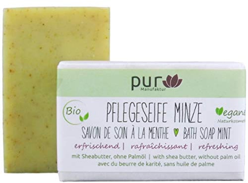 Pflegeseife Minze 100 g Bio Natur-Olivenölseife pur Manufaktur