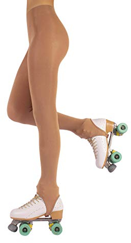 CALZITALY PACK 1 oder 2 PAARE - Damen Rollschuh und Eiskunstlauf Steg Strumpfhose | Karamell, Hautfarbe, Schwarz | S, M, L | 70 DEN | Made in Italy (L, Hautfarbe)