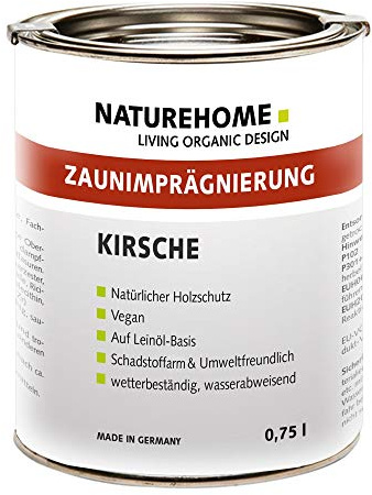 NATUREHOME Öko Holz Imprägnierung außen 0,75l Kirsche, Zäune, Blumenkästen und Spielgeräte umweltfreundlich schützen