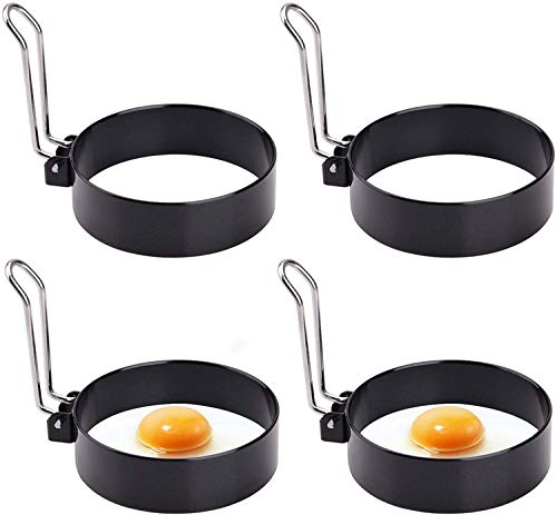 Professional Pancake Mold - 4PCS Stainless Steel Non Stick Round Egg Ring Mold for Fried Eggs, Pancakes, Sandwiches