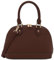 Satchel-Tasche in klassischer Kuppelform mit umlaufendem Reißverschluss aus Saffiano-Leder, Kaffee, Einheitsgröße