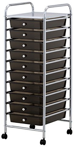 Taylor & Brown 10 Drawer Mobile Rolling Storage Trolley Unit Organiser On Wheels For Salon, Beauty Make Up, Hairdressing, Beauty & Home Office Stationary (Black)