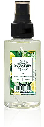 MARMARA Limon Kolonya 80 ° Flacone spray da 110 ml | Acqua di Colonia | Dopo la rasatura | Dopobarba | Profumo di limone | Eau de Cologne | Classik acqua profumata al limone per donna e uomo -
