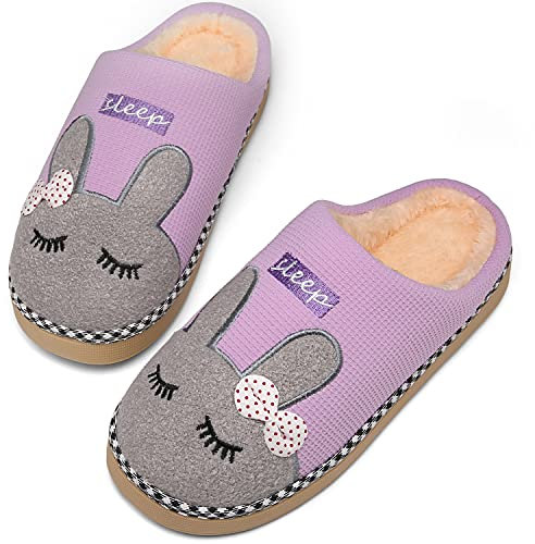 Mishansha Peluche Ciabatte Donne Leggere Morbide Pantofole per Inverno Autunno Uomini Pelose Caldo Scarpe Antiscivolo con Suole, Caldo Viola 37/38 EU=38/39 CN