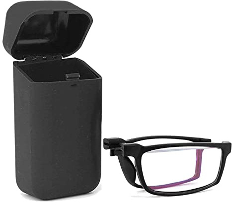 Viseng Gafas de lectura plegables anti-luz azul para hombres y mujeres con poste telescópico caja elástica ultraligera de moda portátil