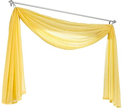 Ricemru Extra Lang Querbehang Freihanddeko Gelb Vorhangschal Transparentem Voile Querbehang Gardine Schals Hochzeit Bogen Dekoration Wohnzimmer Schlafzimmer,140x500cm
