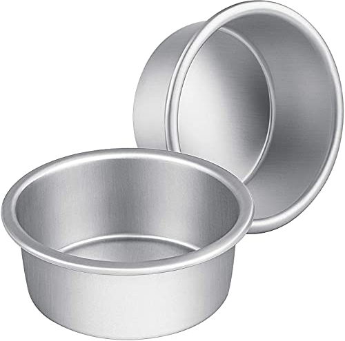 Menmamenma Runde Kuchenform aus Aluminium, 10,2 cm, antihaftbeschichtet, für Hochzeit/Geburtstag/Weihnachten, Kuchenform, rund, 10,2 cm, 2 Stück