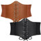 WERFORU 2 Stücke Frauen Tied Waspie Gürtel, Breiter Schnürgürtel für Damen, Korsett elastische Taille Gürtel für Halloween Schwarz/Braun