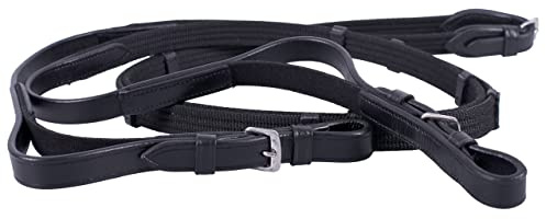 ARBO-INOX Gurtzügel Reitzügel mit elastischem Einsatz Dunkelbraun und Schwarz (Full, SCHWARZ)