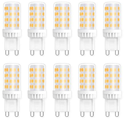 Caldarax 5W G9 LED Lampe Birne, 6000k Kaltweiß G9 LED Glühbirne Ersatz Für Halogenlampe 50W 40W 33W, 450 Lumens, AC 220-240V, Nicht Dimmbar, 10er Pack