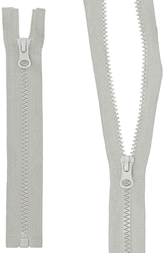 mumbi Reißverschluss teilbar 5mm 17cm Grau Kunststoff Reißverschlüsse mit Zipper grobe Zähne