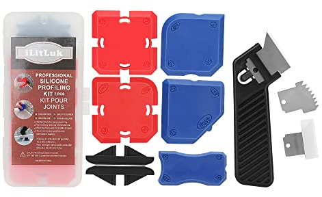 iLitLuk Alisador para Juntas de Silicona y Acrílicas Herramienta de Sellado, 7 Piezas, con 16 Perfiles, Kit de Moldeo para Juntas, Juego de Silicona con 23 Formas Diferentes