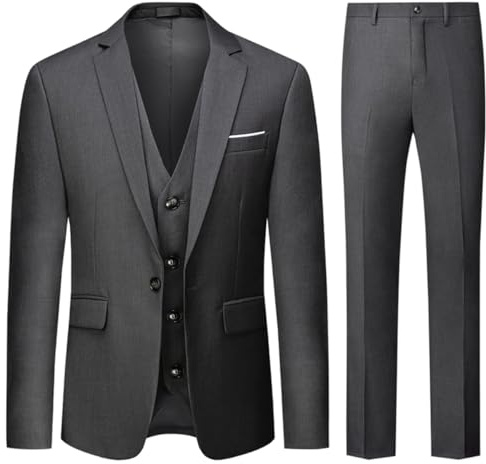 Allthemen Traje para Hombre Boda 3 Piezas Slim Fit Trajes de Esmoquin Un botón Color sólido Chaqueta Formal para Hombre Chaleco y Pantalones