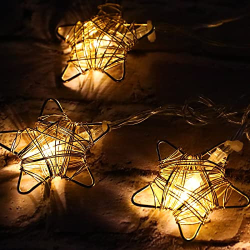 Livired Metal Guirnalda Luces LED Pilas, 5M 30LED Estrella Luces Navidad Interior con 8 Modos & Mando a Distancia, para Nalidad Interior, Fiestas, Halloween, Jardines, Boda Decoración