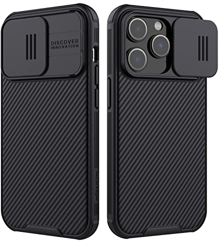 NILLKIN Funda para iPhone 14 Pro con Protección Deslizante para Cámara, CamShield Pro Funda Delgada a Prueba de Golpes para iPhone 14 Pro 6.1 Pulgada, Negro