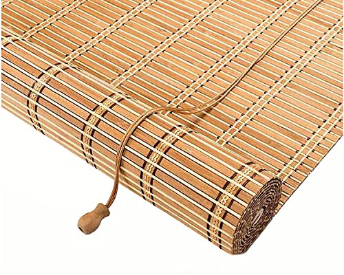 Natürliche Bambus-Rollo Raffrollo,Pavillon Patio Bambusjalousien Rollläden mit Haken,Sichtschutz Rollo für Fenster und Türen,für raumhohe Fenster/Restaurant/Korridor,Anpassbar (W180xH150cm(71x59in))