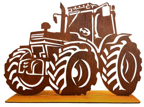 Terma Stahldesign Edelrost Gartenstecker Figuren Handmade Germany, tolle gartendeko aus Rost-Metall, deko rostoptik, Rostfiguren Tiere, rostfiguren Garten, Rostdeko (Traktor)