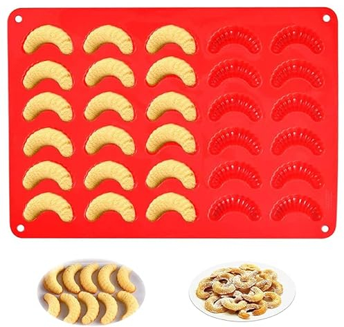 Vanille Kipferl Croissant Form Silikon French Croissants Kuchenform Schokoladenform Backblech Temperaturbeständig für Pralinen Parfait Mousses Tschechische Weihnachten Süßigkeiten Kuchen