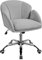 Yaheetech Silla de Oficina Silla de Terciopelo con Ruedas Silla Altura Ajusteble MAX Carga 136 KG Silla de Despacho Estudio Gris