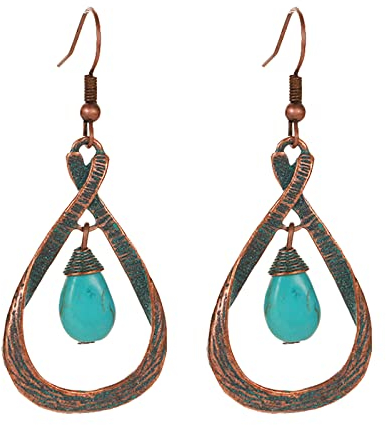 ohrringe set Boho Türkis Vintage Ohrringe Kreuz Tropfen Antik Bronze Ohrringe