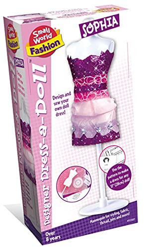 Small World Toys - Sophia Designer Dress-A-Doll - Sewing Kits for Children - Includes 22cm Mannequin, Fabric & More - Fashion Designer Kits for Girls - Arts and Crafts for Kids - Girls Toy Age 8+