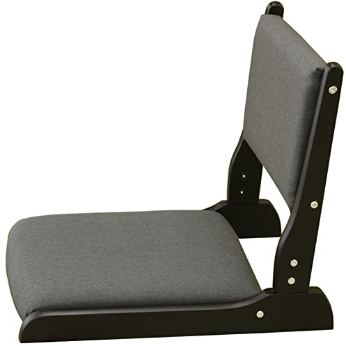 Klappbarer Tatami-stuhl mit Rückenlehne, Meditations-bodenstuhl Tragbarer Japanischer Beinloser Stuhl Holz Faules Sofa, Erkerfenster Balkon Wohnzimmerstuhl Bodensitz(52x43x45cm(20x17x18inch), Grey b)
