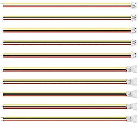VGOL 20 Paar JST Verbindungskabel 3-polig Micro JST 1,25 mm Pitch Stecker Buchse Adapter Kabel Verlängerungskabel mit 10 cm Draht für Mini RC Hubschrauber LED Streifen