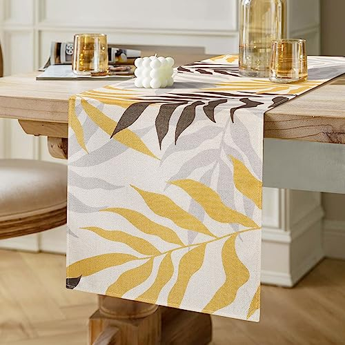 Tischläufer Gelb Blätter Tischläufer Modern Wohnzimmer Tischläufer Bunt Tisch Deko Schließfächer Tischläufer Polyester Tischmatten Läufer Set Für Esszimmer Anrichte Schuhschrank Dekor 40x140cm