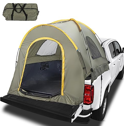 Winado Pickup-LKW-Bettzelt für 1,8-2,8 m LKW-Bett, PU 2000 mm, doppellagig, wasserdicht und Winddicht, Zelt für 2 Personen, tragbares LKW-Zelt für Outdoor-Camping, Grün Orange