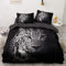 YASMENG Leoparden Bettwäsche 135x200 4teilig Leopardenmuster Schwarz Grau 3D Bettbezug Set Flauschig Mikrofaser Bettwäsche für Geschenke Zimmer Deko mit Reißverschluss und 2 Kissenbezüge 80x80 cm