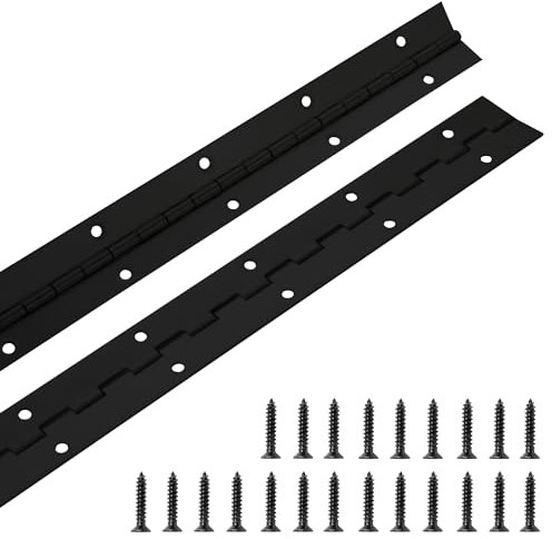 24 Inch Piano Hinge, 2 Pack Heavy Duty Continuous Hinge with Holes for Cabinets Boat Marine Door, 304 Stainless Steel 0.04 Leaf Thickness 1.2'' Open Width (Black)