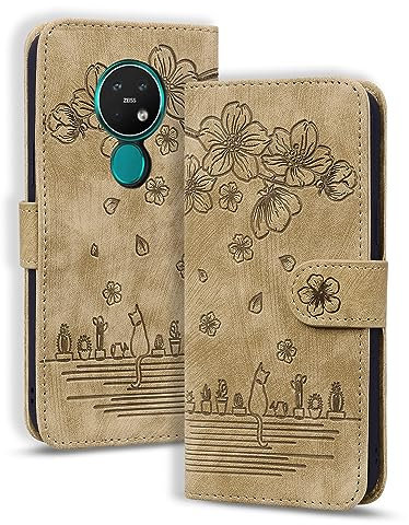 Bxithnr Handyhülle für Nokia 7.2 Hülle, Nokia 6.2 Hülle, Leder Handy Tasche Klapphülle Brieftasche Magnetverschluss Flipcase Cover mit [Standfunction] [Kartenfach] für Nokia 7.2 / Nokia 6.2 - Gelb