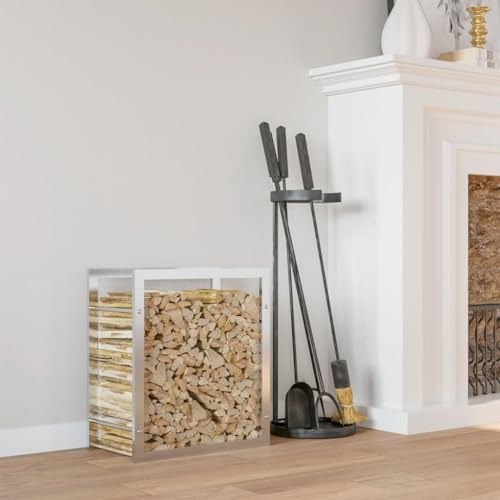 LAPOOH Brennholzregal 80x28x86 cm Edelstahl, Kaminholzregal, Brennholz Regal Außen, Holzregal, Kaminholz Ablage Innen, Outdoor Firewood Racks - 357862