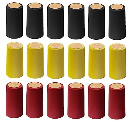 60Pcs PVC Heat Shrink Capsules 3 Colors Wine Shrink Wrap Wine Bottle Capsules Shrink Caps for Professional Wine Cellars and Home Use (Black, Red, Gold)