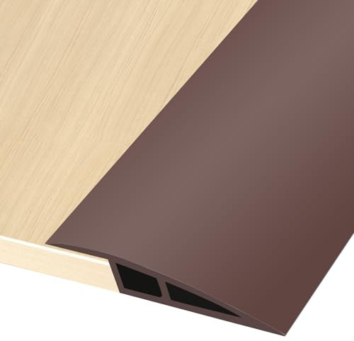 Self-Adhesive Door Threshold Strip 70mm(W)*1m(L) Laminate Door Threshold Strip, Carpet Edge Strip PVC Floor Transition Strips Threshold Trim and Edgings Threshold Strip for Tile, Wood, Doorways Brown