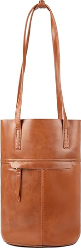 NOBLIFE Tragetaschen für Damen, Eimertaschen, veganes Leder, Geldbörsen und Handtaschen, Crossbody-Geldbörse, Retro-Stil, Retro Braun, Medium