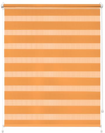 Rettika Doppelrollo Klemmfix ohne Bohren – Orange – Breite 80 cm, Höhe 220 cm – Duo Rollo für Innenräume, Sichtschutz Fensterrollo mit Lichtregulierung