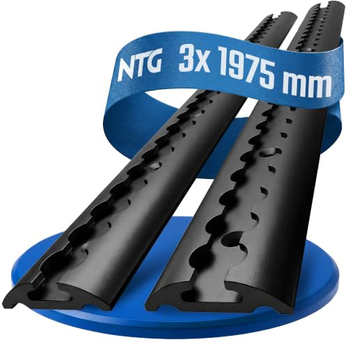 NTG Rails en aluminium forme demi-ronde 0,5-20 M - Certifié TÜV - Sécurisation de charge pour camions et camping-cars - Barre de serrage - Percée et anodisée noire - 0,5/1/2 m (6 mètres (3 x 2 mètres